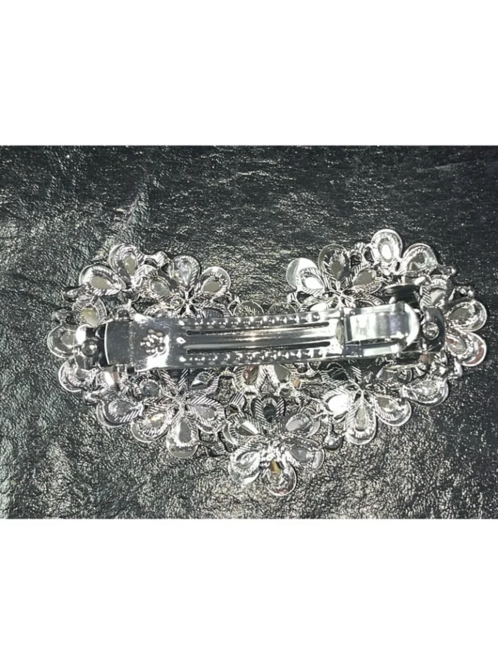 Large Heart Shaped  Flower Crystal Hair Clip Purple Fashion Accessory Jewelry